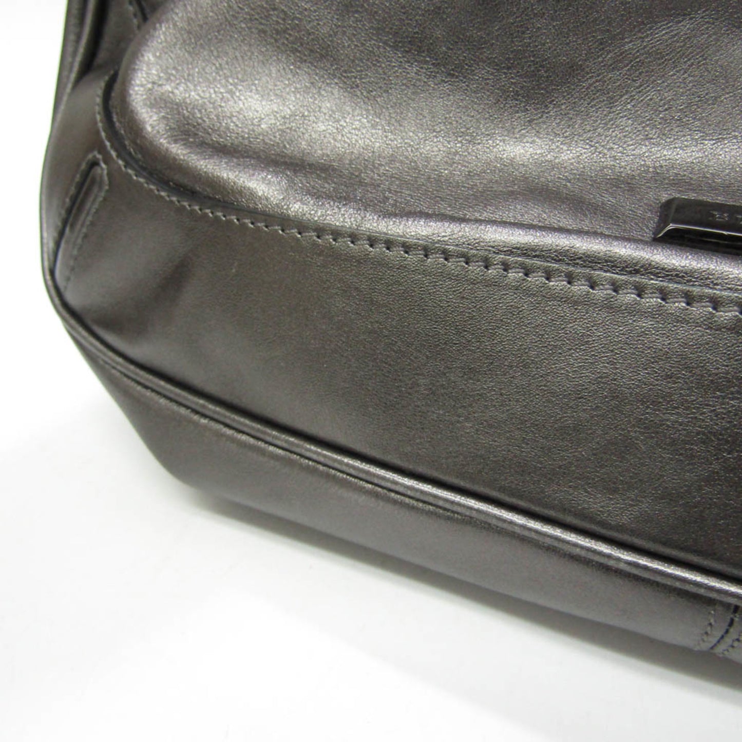 Burberry Women's Leather Shoulder Bag Metallic Gray