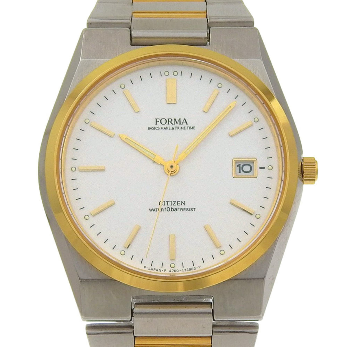 Citizen FORMA watch 4762-471369, stainless steel, quartz, analog, white dial, men's — Very Good