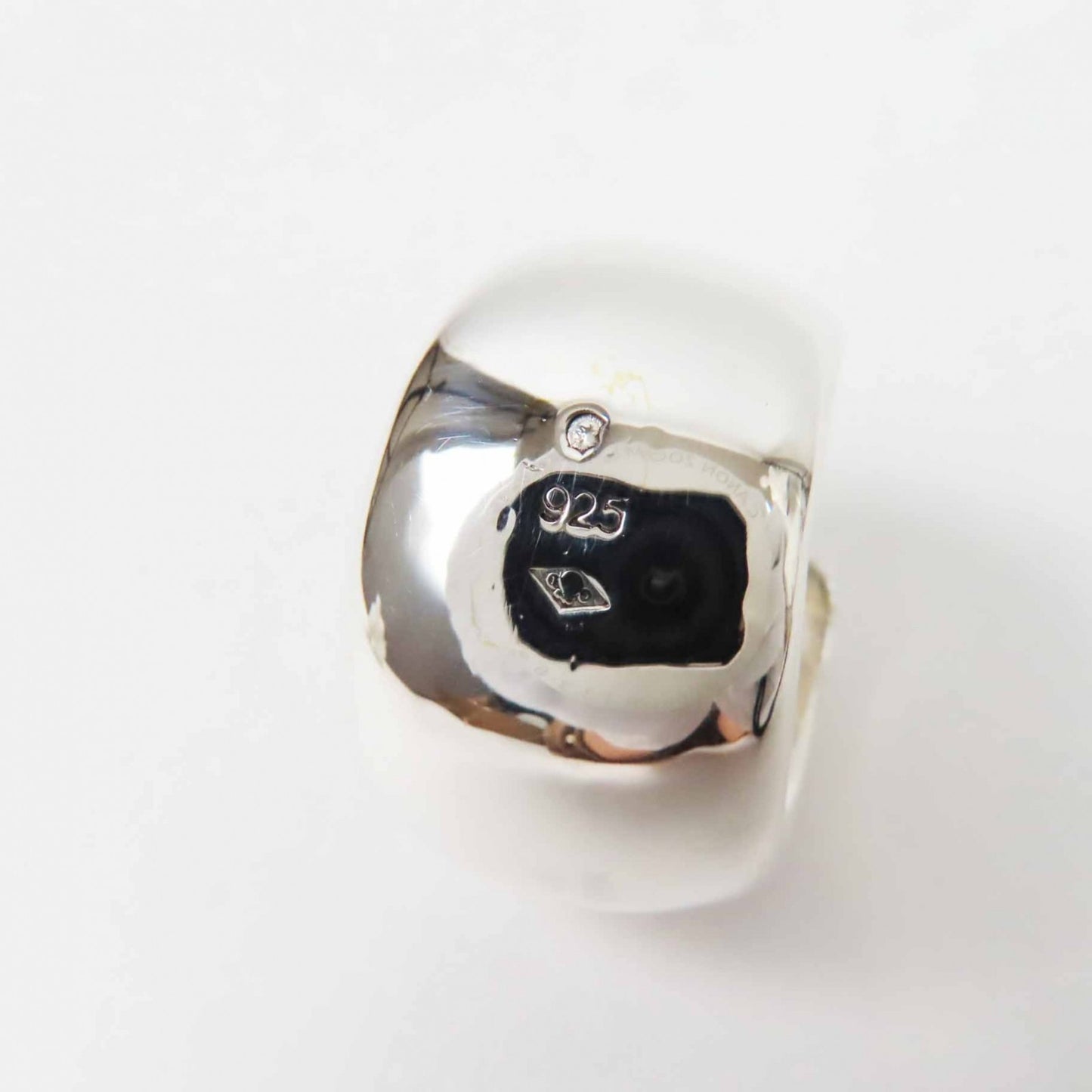CHANEL Large Logo Ring, SV925 Silver, 19.5g, Women's
