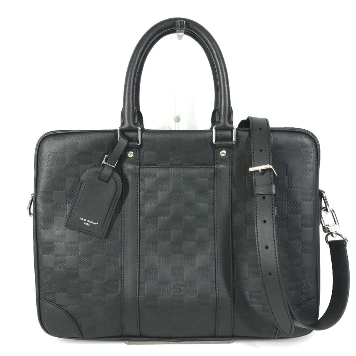 LOUIS VUITTON N40444 Damier Infini Porte Documents Voyage PDV Bag 2-Way Shoulder Handbag Business Leather Men's Women's Onyx Black — Like New
