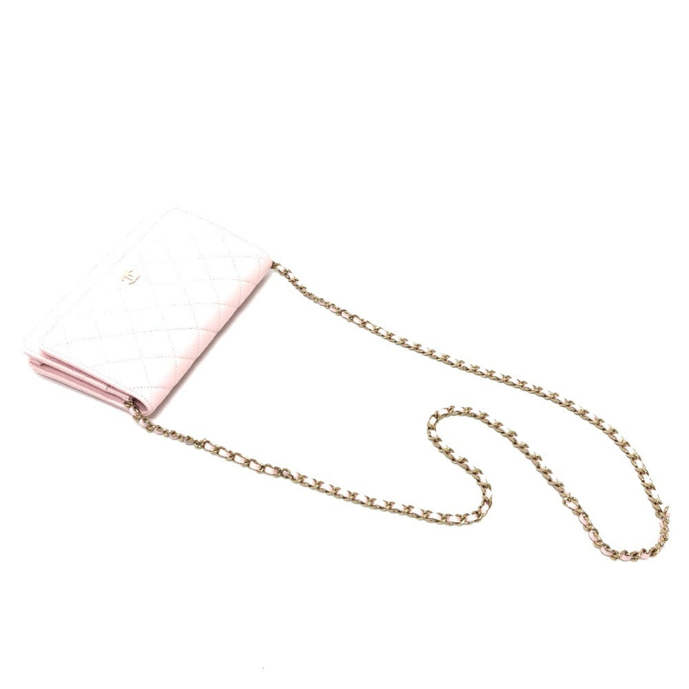 CHANEL AP0250 Coco Mark CC Chain Wallet Long Pouch Pochette Shoulder Bag Caviar Skin Women's Pink — New - Store Return
