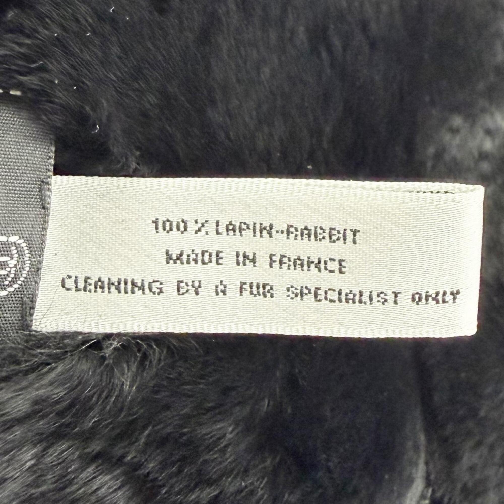 CHANEL Coco Mark Lapin Fur Wristband Bangle Bracelet, Black & White, Made in France, Women's, Comes with Box, Highly Recommended! — Like New