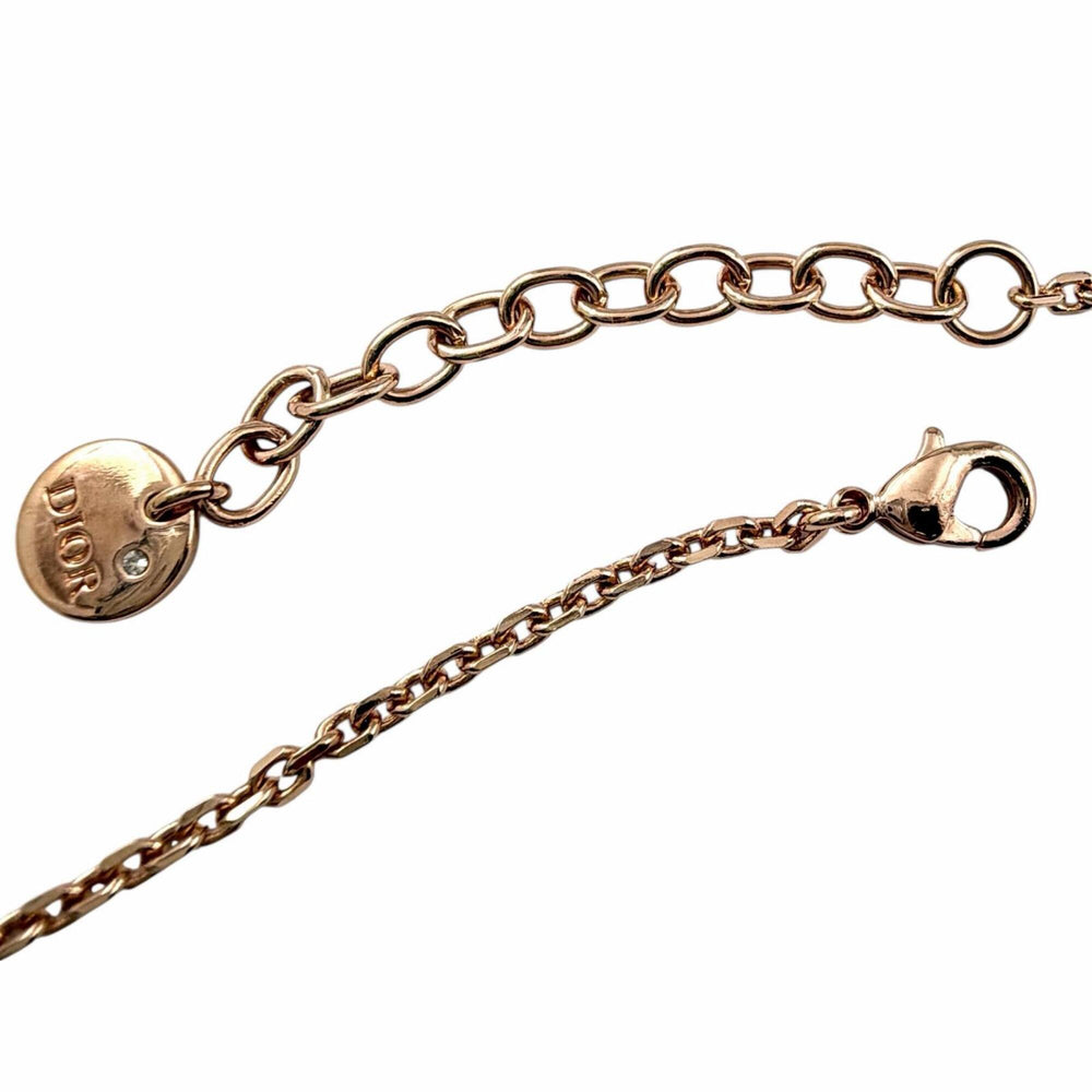 Christian Dior DIOR N1390PTCPL Petit CD 1P Diamond Resin Pearl Necklace Rose Gold with Box and Dust Bag for Women — Like New