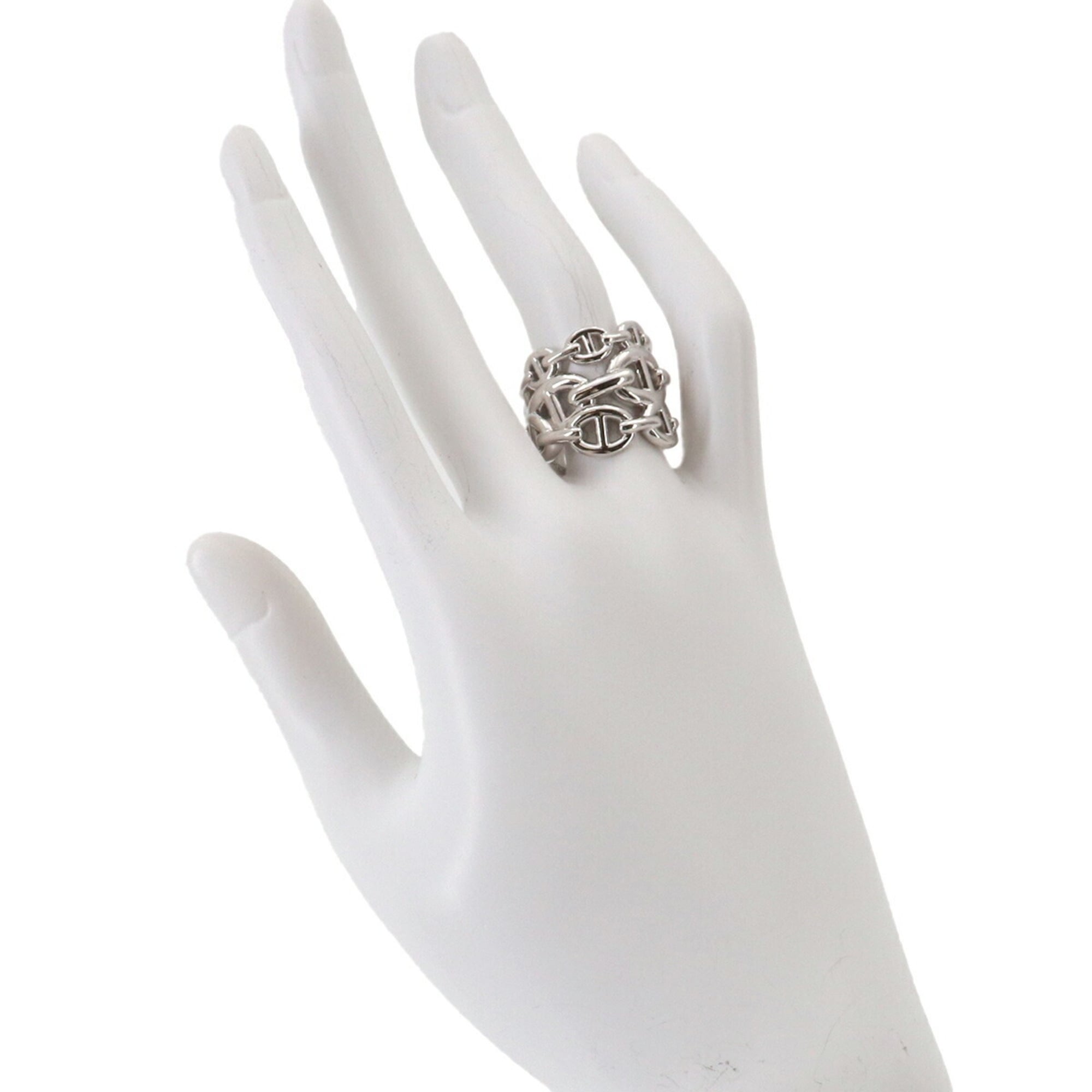 Hermes Chaine d'Ancre Enchainee GM #49 Ring, SV 925 Silver — Like New