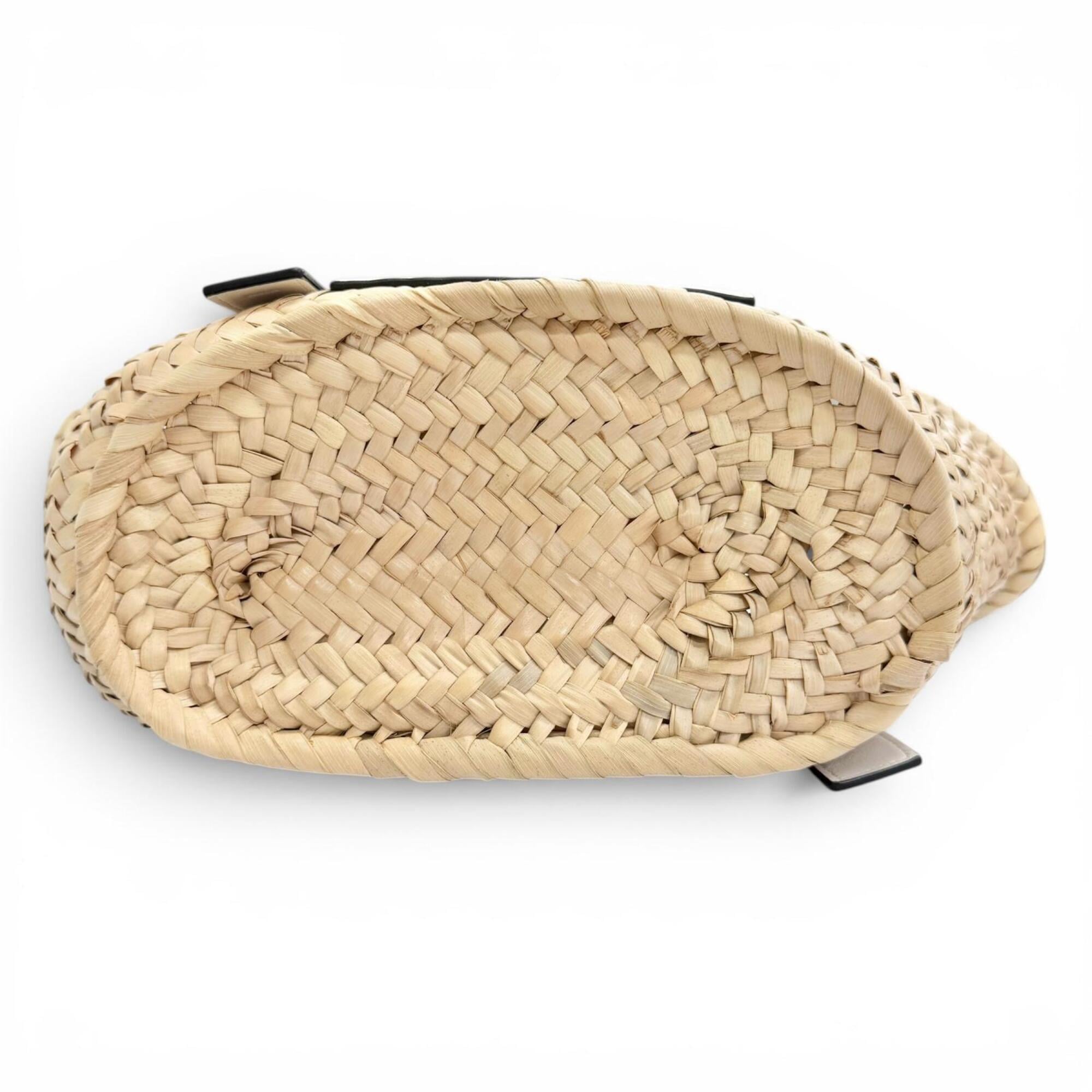 LOEWE A223S93X04 Basket Bag Small Palm Leaf Leather Anagram Handbag Natural White Made in Spain Women's Comes with Box and Dust — Like New