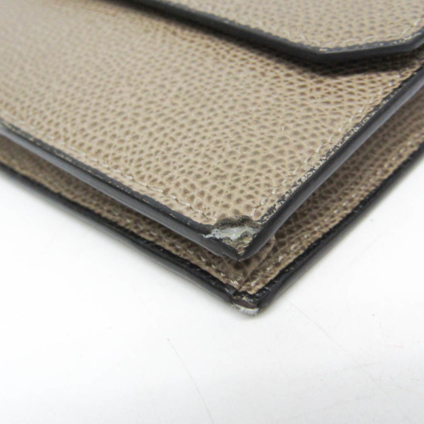 Valextra Detachable Card Case Men,Women Leather Long Wallet (bi-fold) Beige