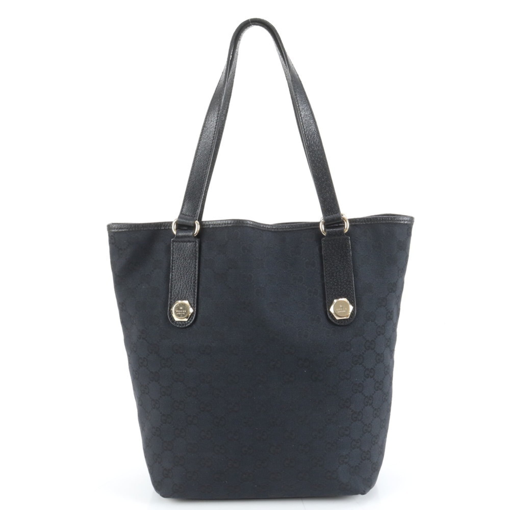 Gucci GG Canvas 153009 Leather Tote Bag Shoulder Handbag Black Women's