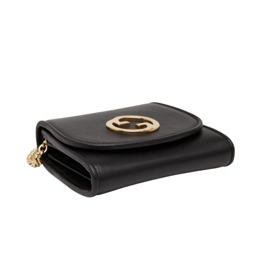 Gucci Interlocking G Blondie Medium Chain Wallet Shoulder Bag 725219 Black Leather Women's GUCCI