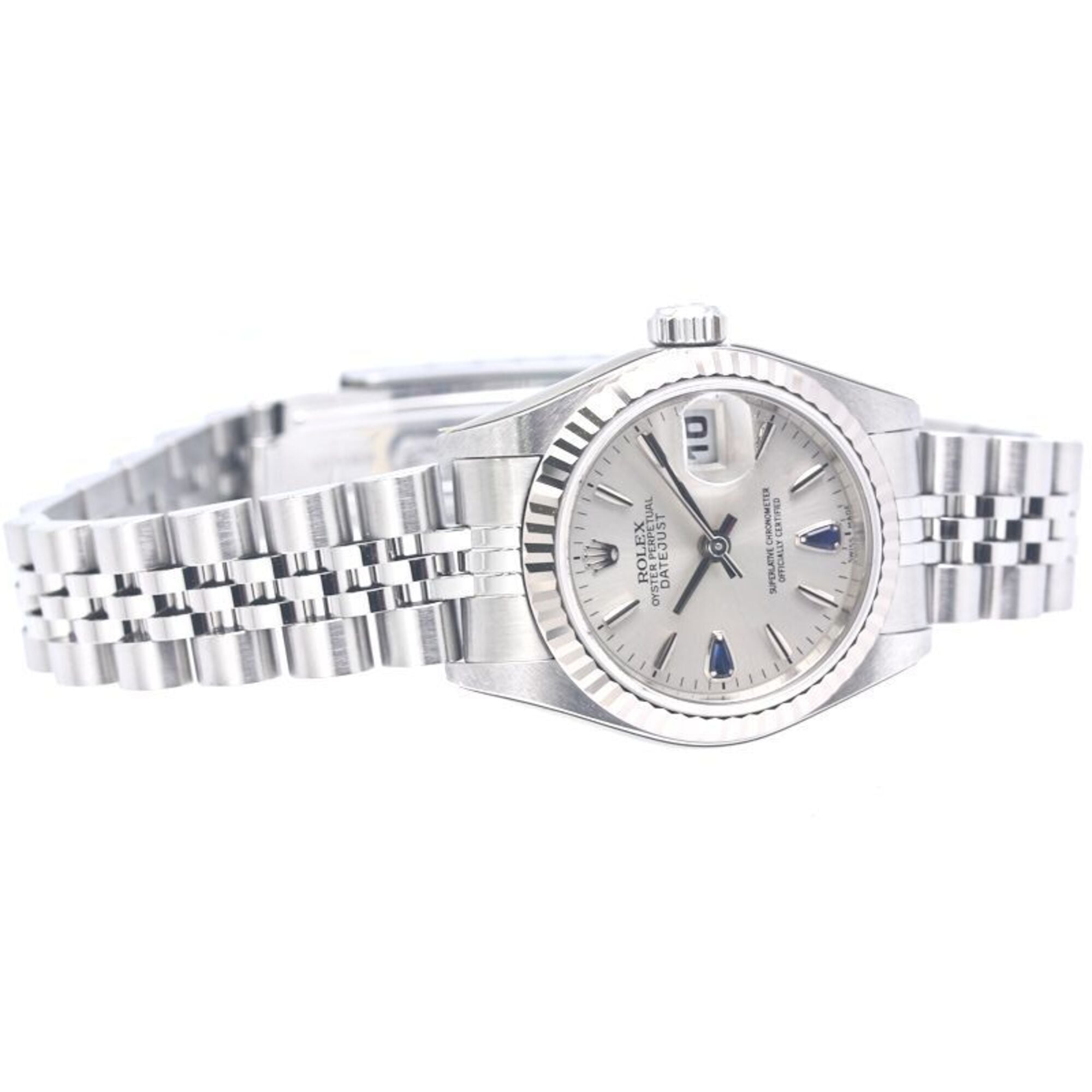 ROLEX Datejust Sapphire 2P 79174 Women's Watch 18K White Gold x Stainless Steel 40301 — Like New