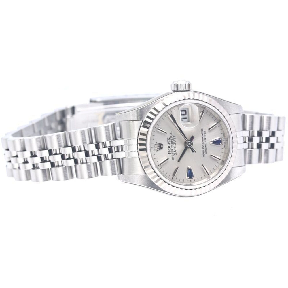 ROLEX Datejust Sapphire 2P 79174 Women's Watch 18K White Gold x Stainless Steel 40301 — Like New