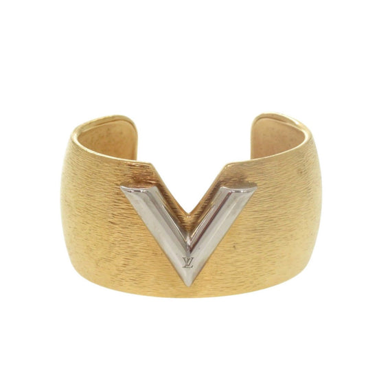Excellent condition Louis Vuitton Essential V Colorama Cuff Bangle M68031 Metal Gold Bracelet LV 2081 LOUIS VUITTON