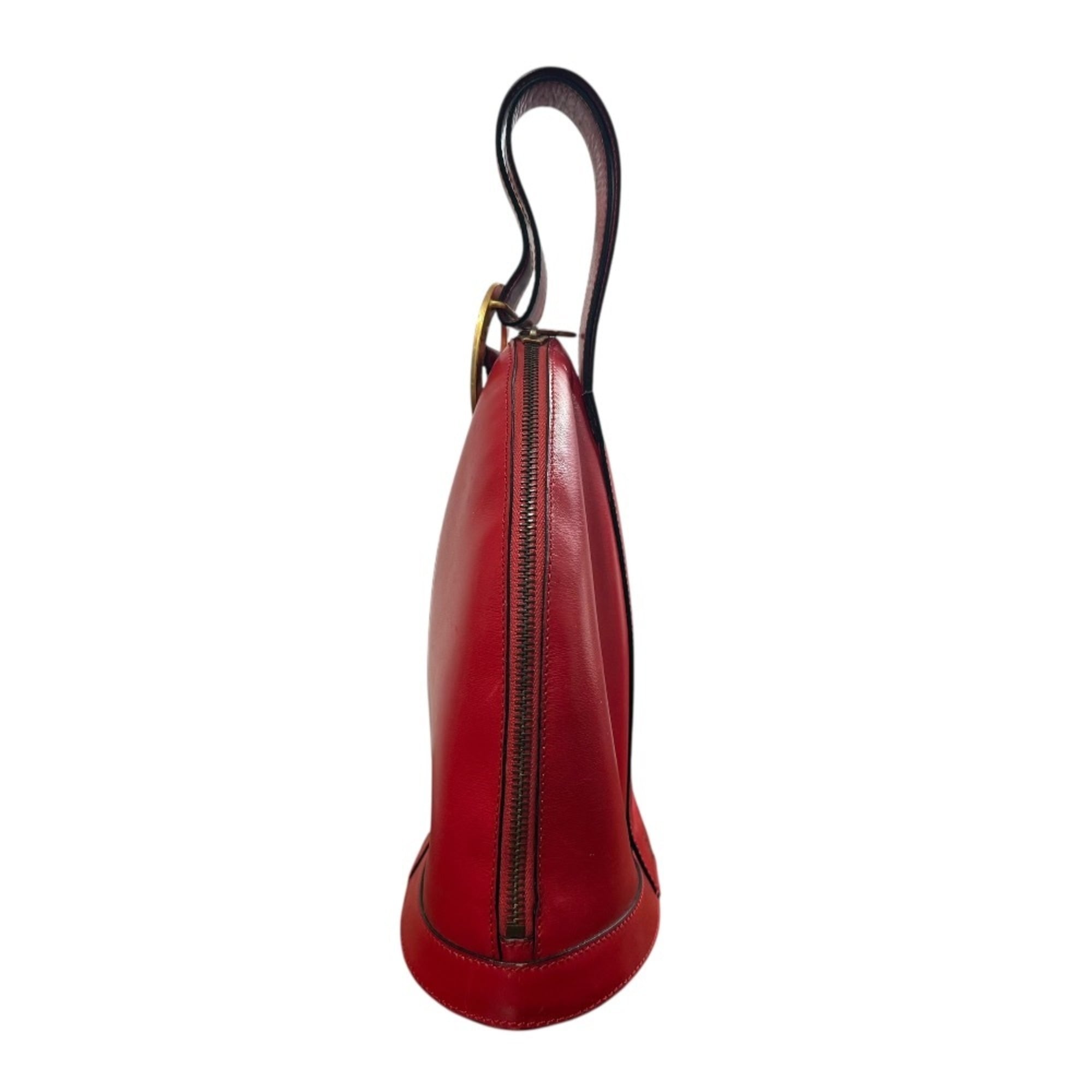 CELINE Vintage Leather Circle Logo Handbag in Red for Women