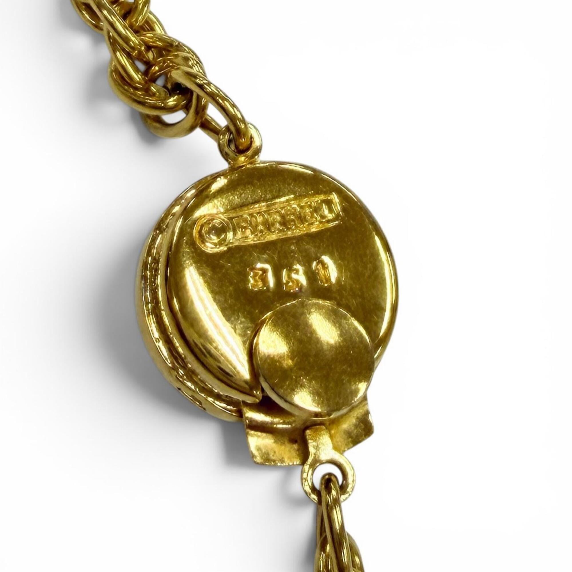 CHANEL Vintage Metal Coco Mark Twist Chain Necklace, Gold, Women's Accessory, with Box — Like New