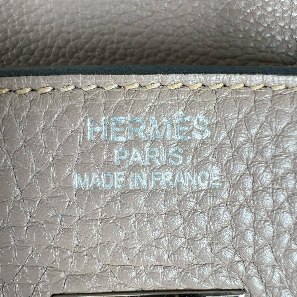 Hermes Birkin 35 handbag for women, with shield hardware, HERMES □P stamp, Taurillon leather, beige, 2012 model — Like New