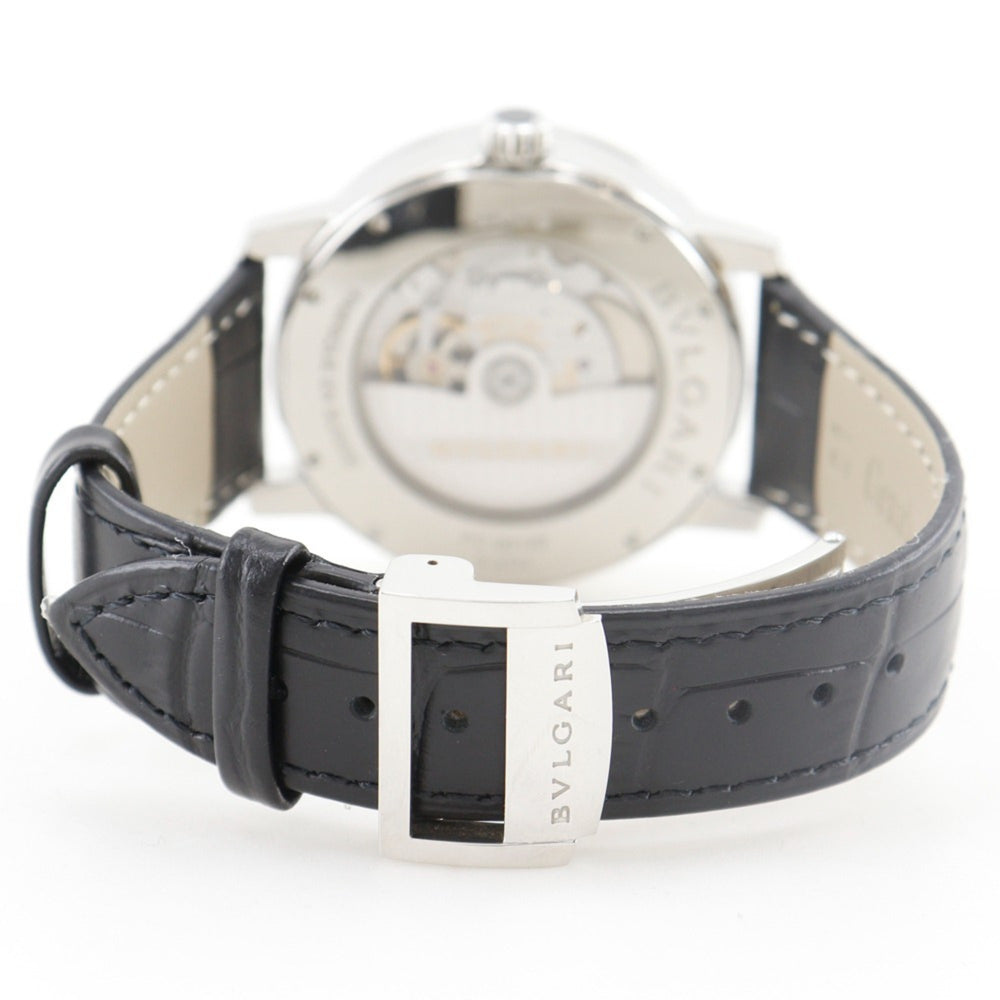 Bvlgari Watch BB41BSLD Stainless Steel and Leather Automatic Analog Display Black Dial Men's — Very Good