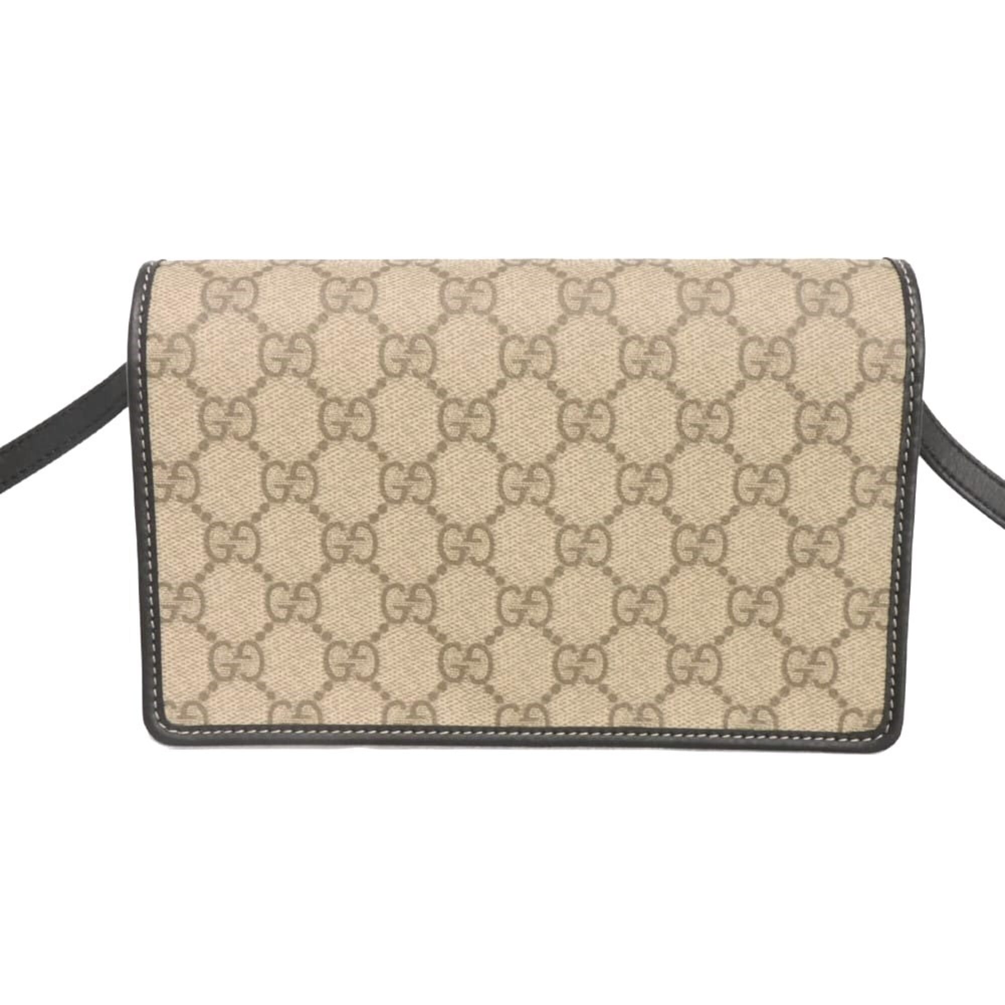 Gucci GUCCI Shoulder Bag GG Emblem Super Calf Black Web 2WAY Supreme Beige 820688 FAD6L 9741 Men's Women's — Like New