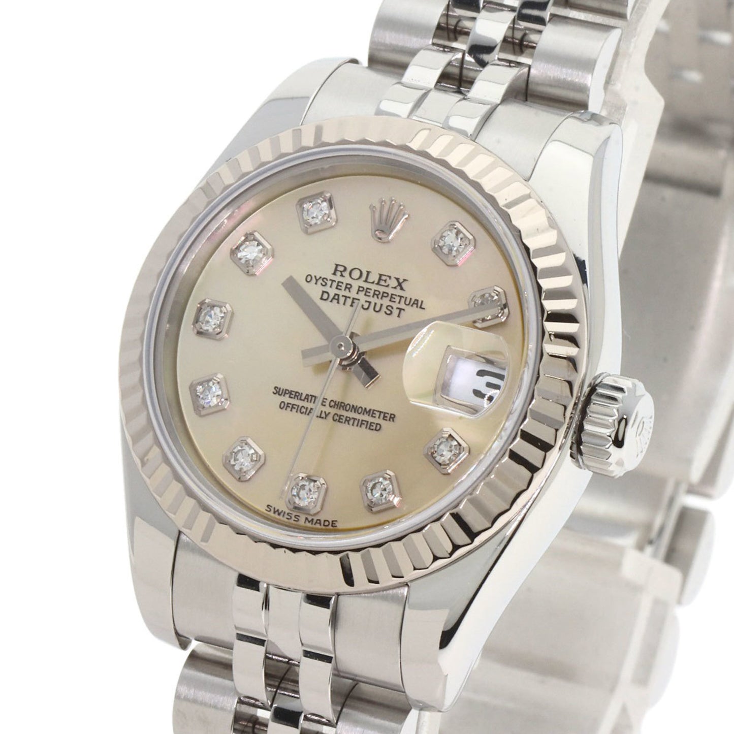 Rolex 179174NG Datejust 10P Diamond Watch Stainless Steel SS K18WG Ladies ROLEX