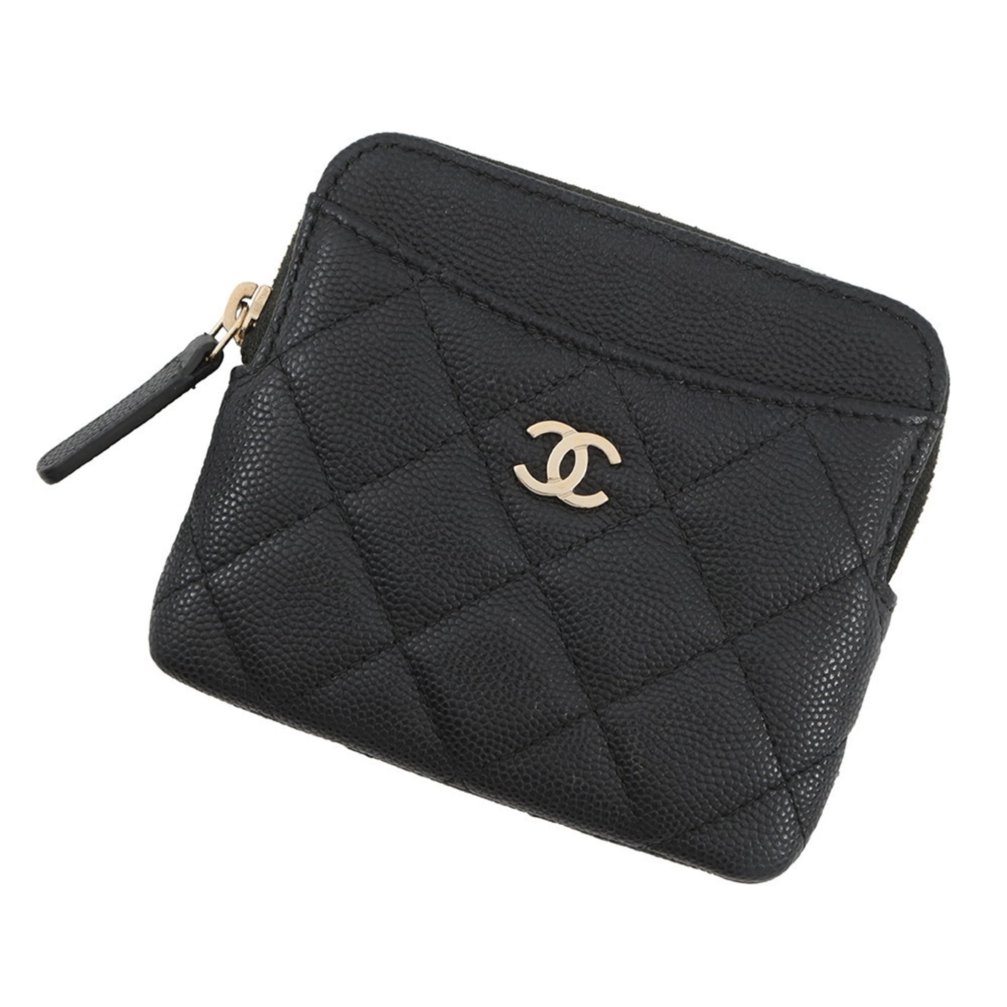 Chanel Coin Case Matelasse Coco Mark Caviar Leather AP2061 CHANEL Wallet Purse Black