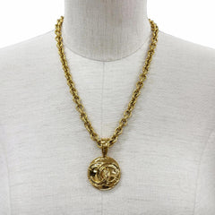 CHANEL Vintage 94P 1994 Coco Mark Chain Necklace Pendant Gold Made in France Women's Men's — Like New