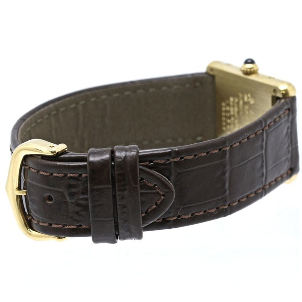 CARTIER Must Tank LM Vermeil W1002753 Men's Watch, Sterling Silver 925 x Leather Strap, 40572 — Good