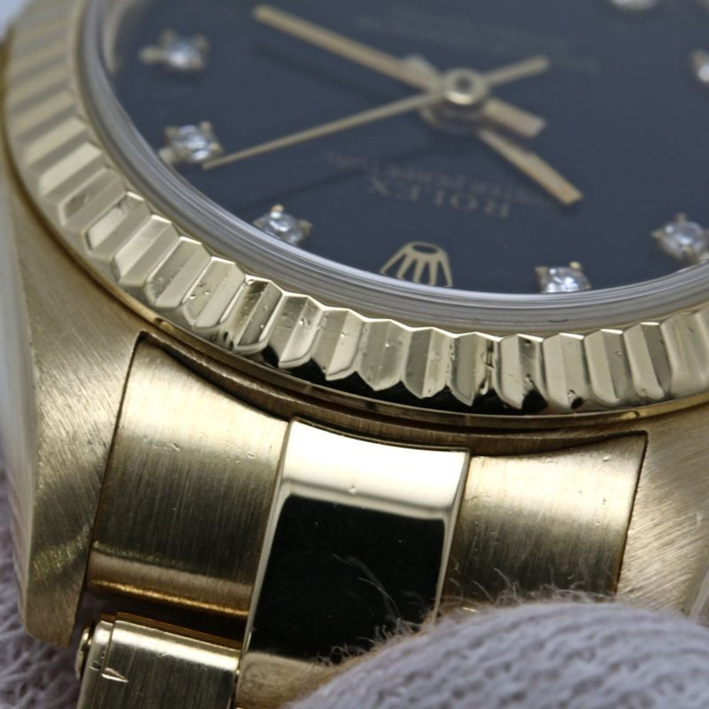 ROLEX Oyster Perpetual 11P Diamond 67198G Women's Watch 18K Yellow Gold 40582 — Good