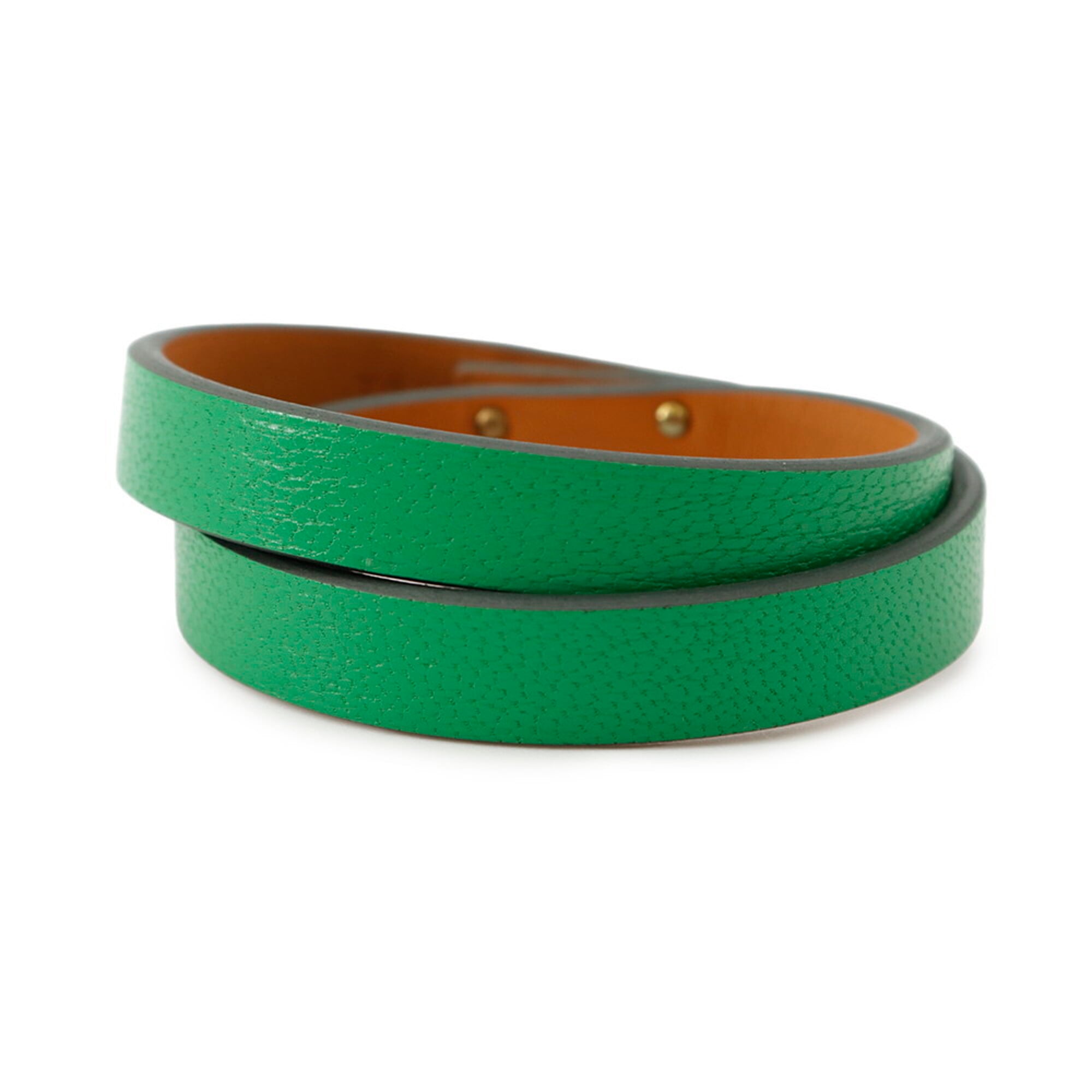 Hermes Mini Kelly Double Tour Bracelet, Bamboo, Chevre Mysore, U stamp, Size T2 — Like New