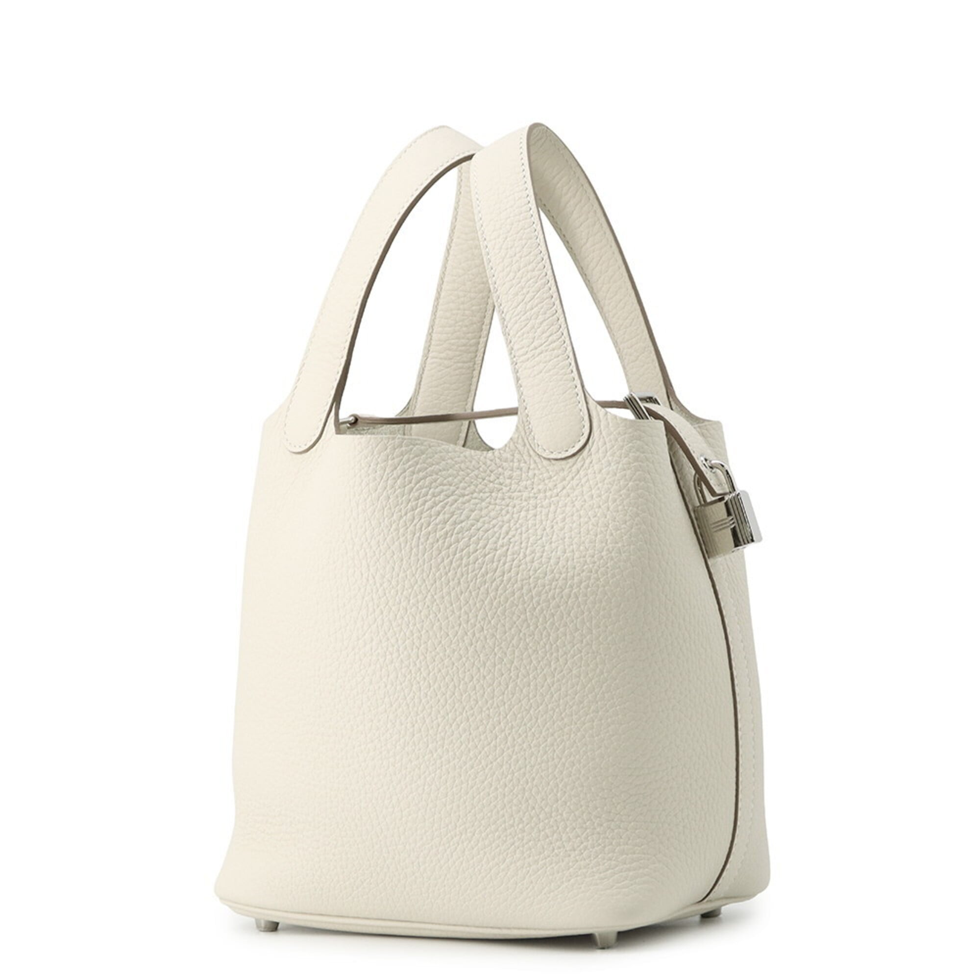 Hermes Picotin Lock PM Handbag, Craie Taurillon Clemence Leather, K Stamp, HERMES Tote Bag, Lock, Women's — Like New