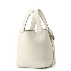 Hermes Picotin Lock PM Handbag, Craie Taurillon Clemence Leather, K Stamp, HERMES Tote Bag, Lock, Women's — Like New