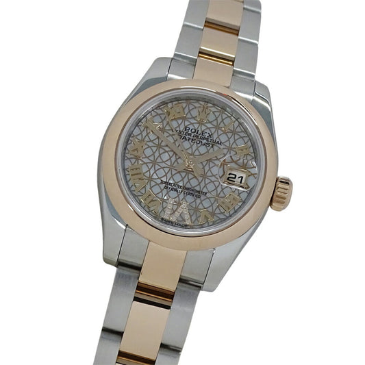 Rolex Datejust 179161NR (Random Number) Women's Watch with Lotus Flower, Shell, and Diamond Design, Automatic, Stainless Steel, Pink Gold, PG Combination, Overhauled Polished