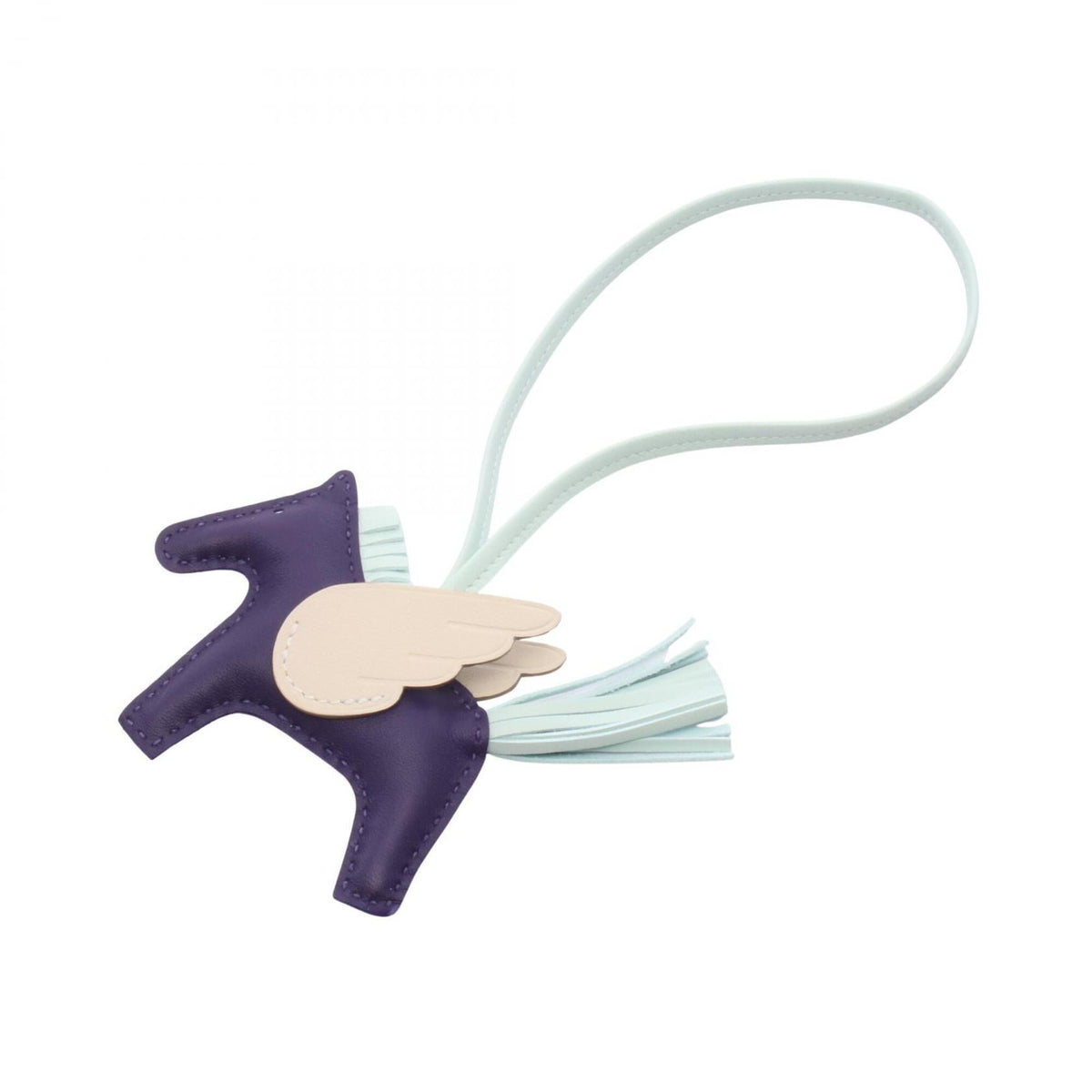 Hermes Rodeo Pegasus PM Purple Vert Peppermint Cle Charm Accessory Agneau Milo Veau Swift Women's Green Ivory — New - Store Return