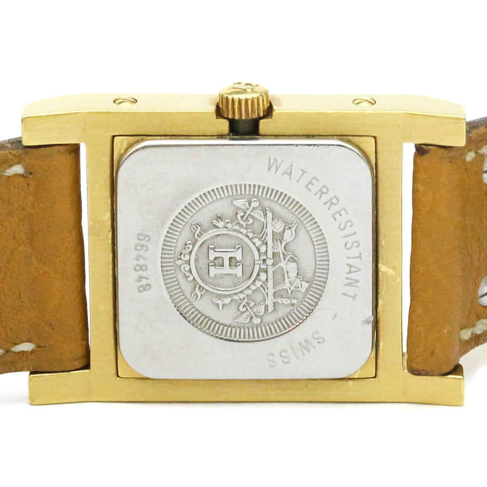 HERMES Medor Gold Plated Leather Quartz Ladies Watch ME1.201 — Good