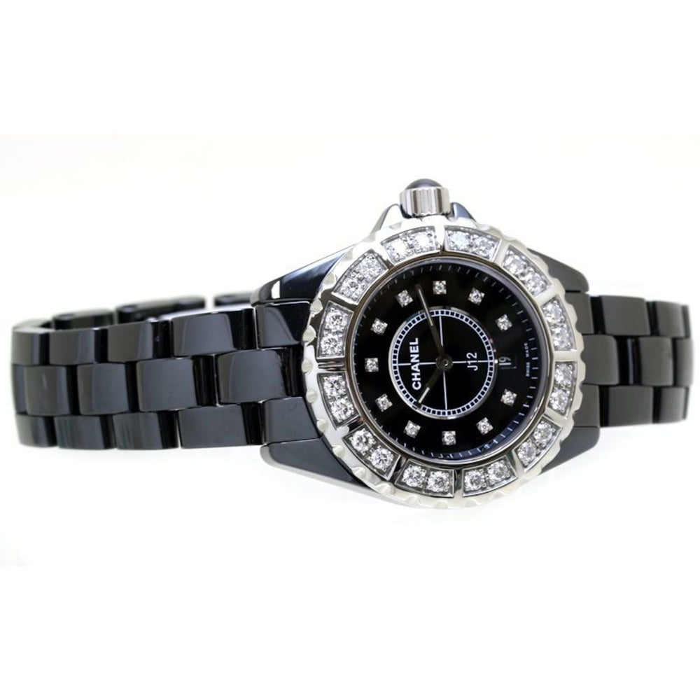 CHANEL J12 Bezel Diamond H2427 Black Ceramic x Stainless Steel Ladies 39763 Watch — Good