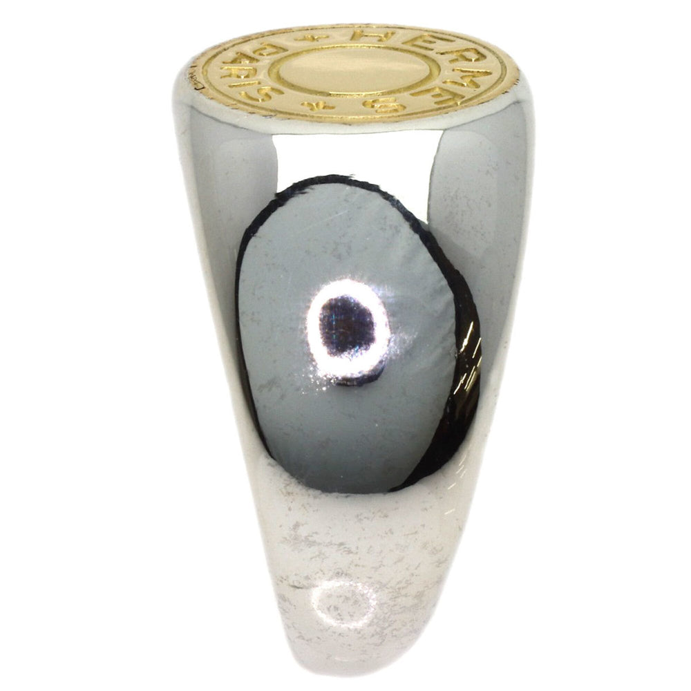 Hermes Sellier Clou de Selle Ring, 18K Yellow Gold/Silver, Women's — Like New