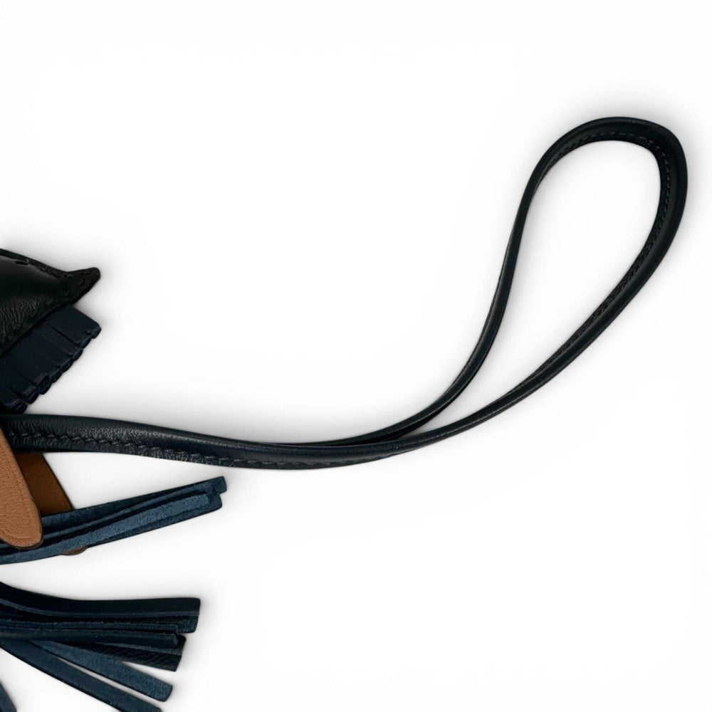 HERMES Rodeo Pegasus PM, Agneau Milo Swift leather, Noir (black), Gold, Blue Nuit (yellow) charm, W stamp, Made in France, Women's, with box — Like New
