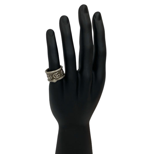 GUCCI Snake Double G Motif Ring in Sterling Silver, Size 18, 83451