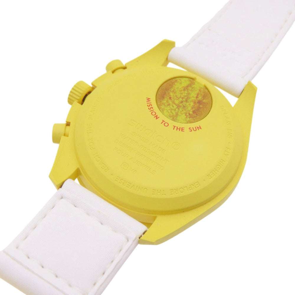 Like new Omega x Swatch Mission to the Sun Speedmaster SO33J100 Quartz Watch with Nylon and Bio-Ceramic Finish, Yellow, 0030OMEGA S033J100, Men's — Like New
