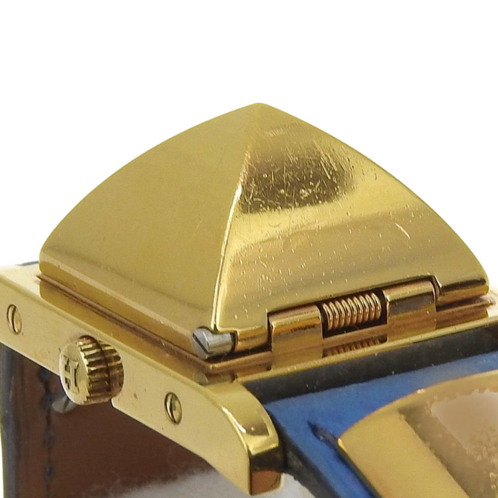 Hermès Medor Men's Watch, Gold-Plated Leather, Quartz Movement, Analog Display, White Dial — Good