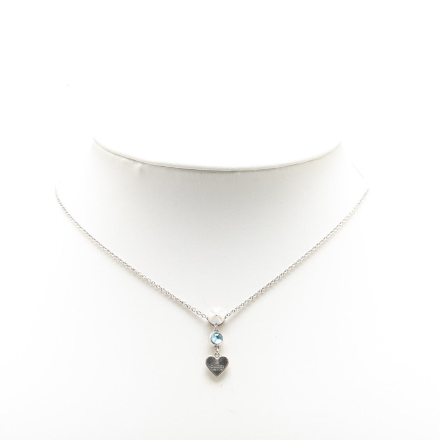 Gucci Heart Motif Necklace SV925 Silver Blue Topaz Women's GUCCI
