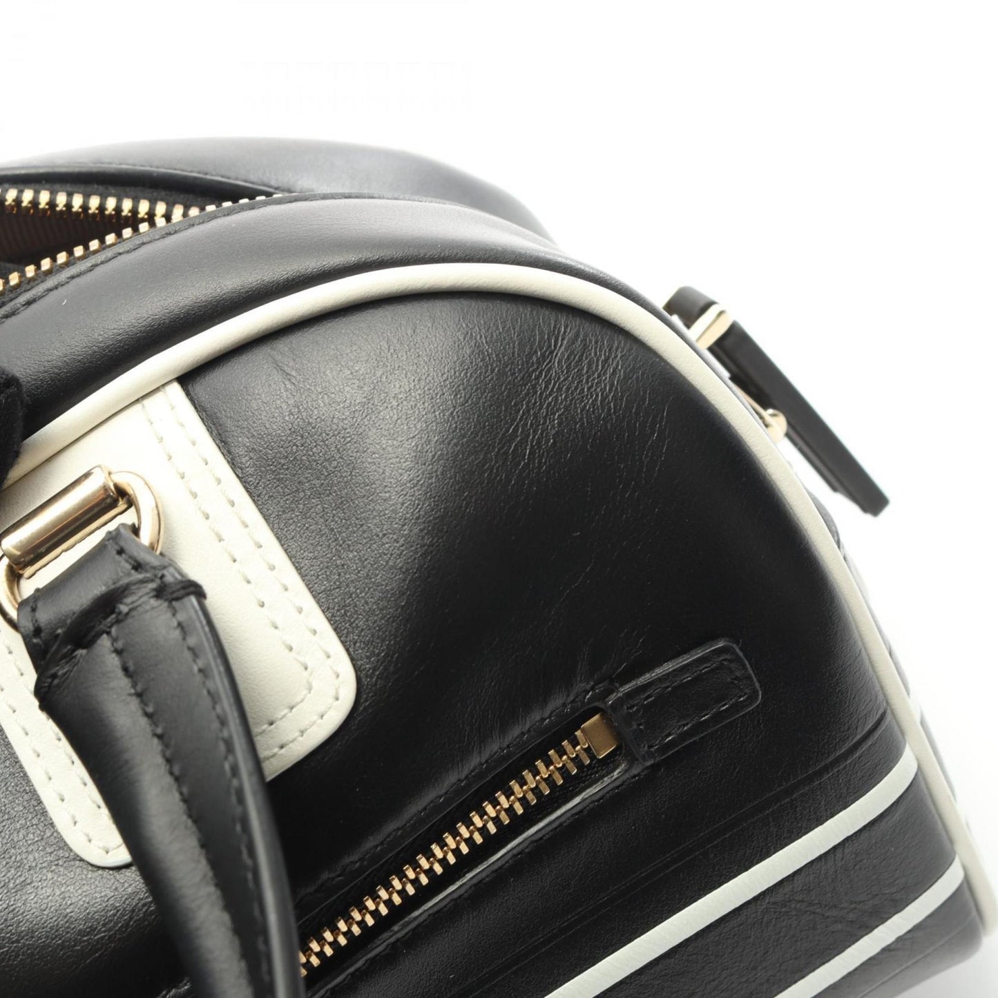 Christian Dior Dior VIBE Small Bowling Bag, Leather, Women's, Black and White, M6209OOBR