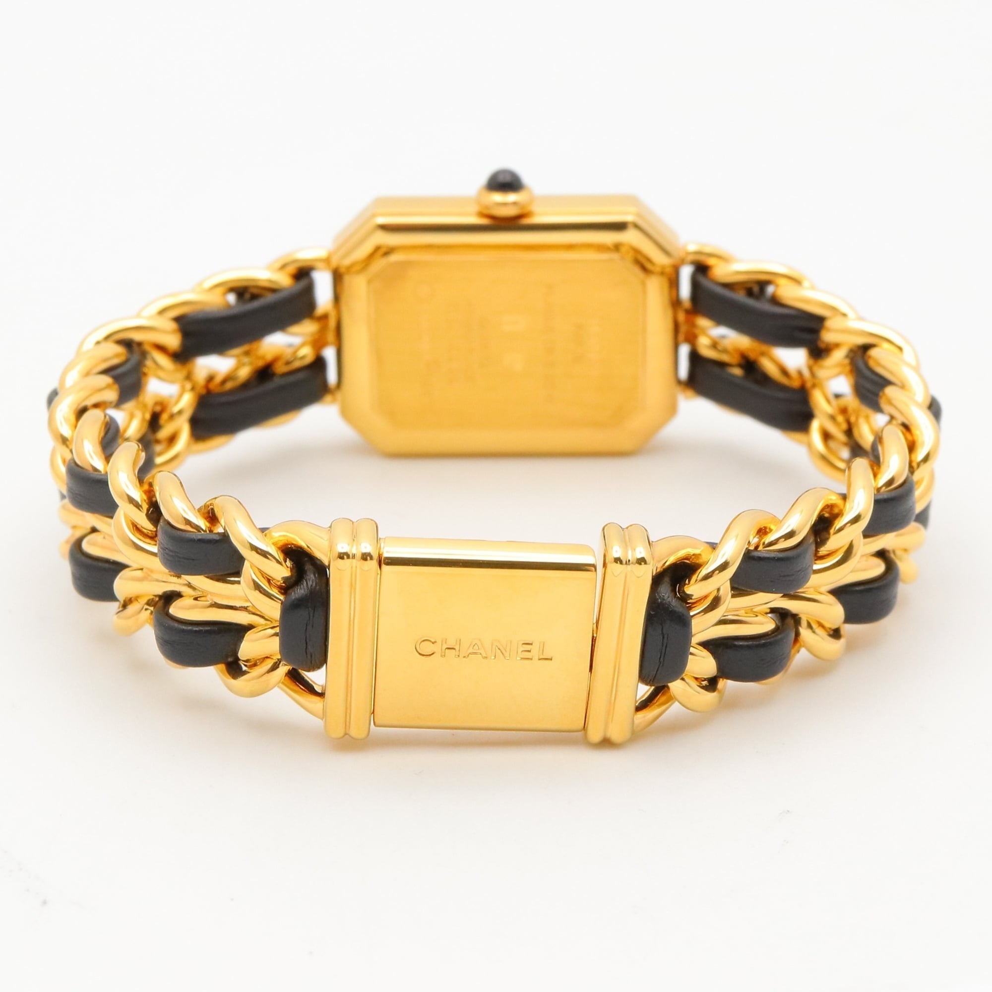 Chanel CHANEL Première S Watch, Gold Plated (GP), Leather Strap, Women's, Black, H0001 — Very Good