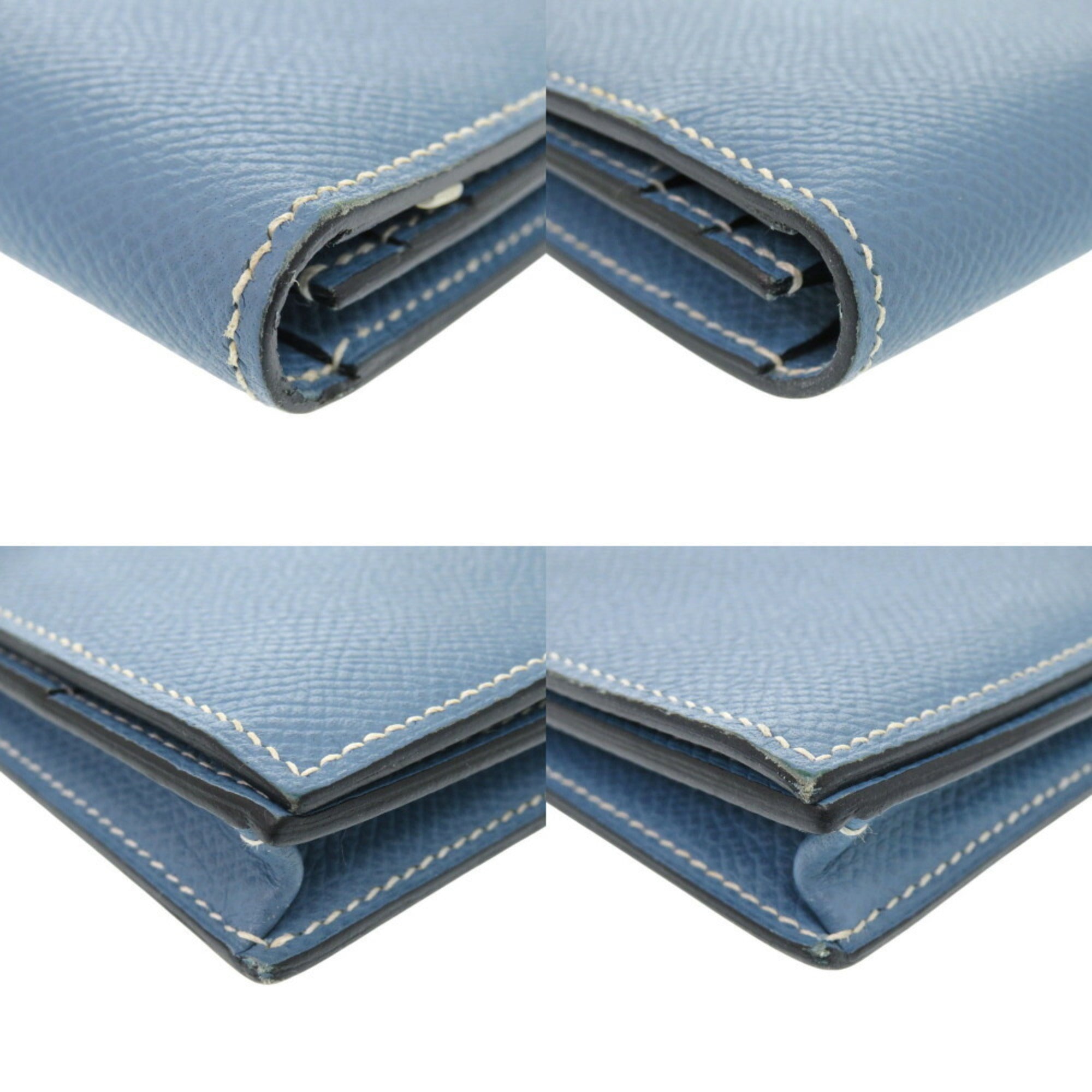 Hermes Bearn soufflet blue jean Epsom leather L stamp (2008 model) long wallet 0058HERMES