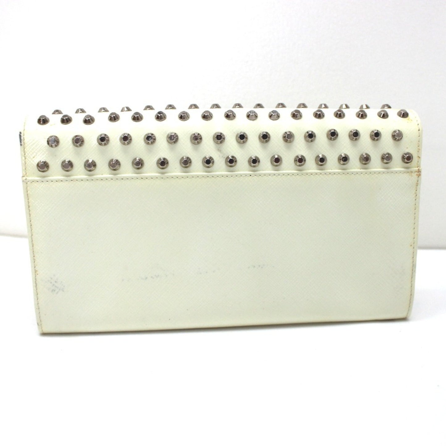 PRADA Prada Wallet Bag Studs Clutch Long Leather Women's White