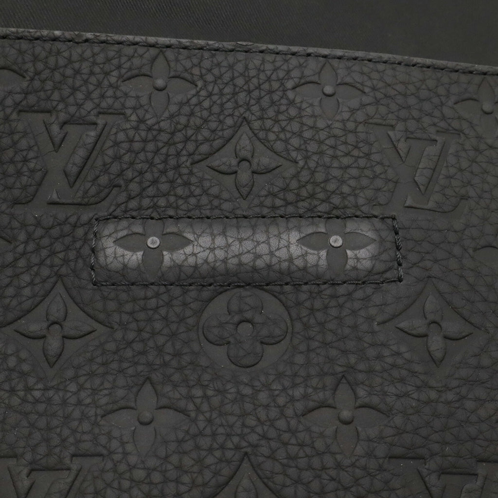 LOUIS VUITTON Monogram Taurillon Pochette Steamer Clutch Bag in Black, Noir, M80140