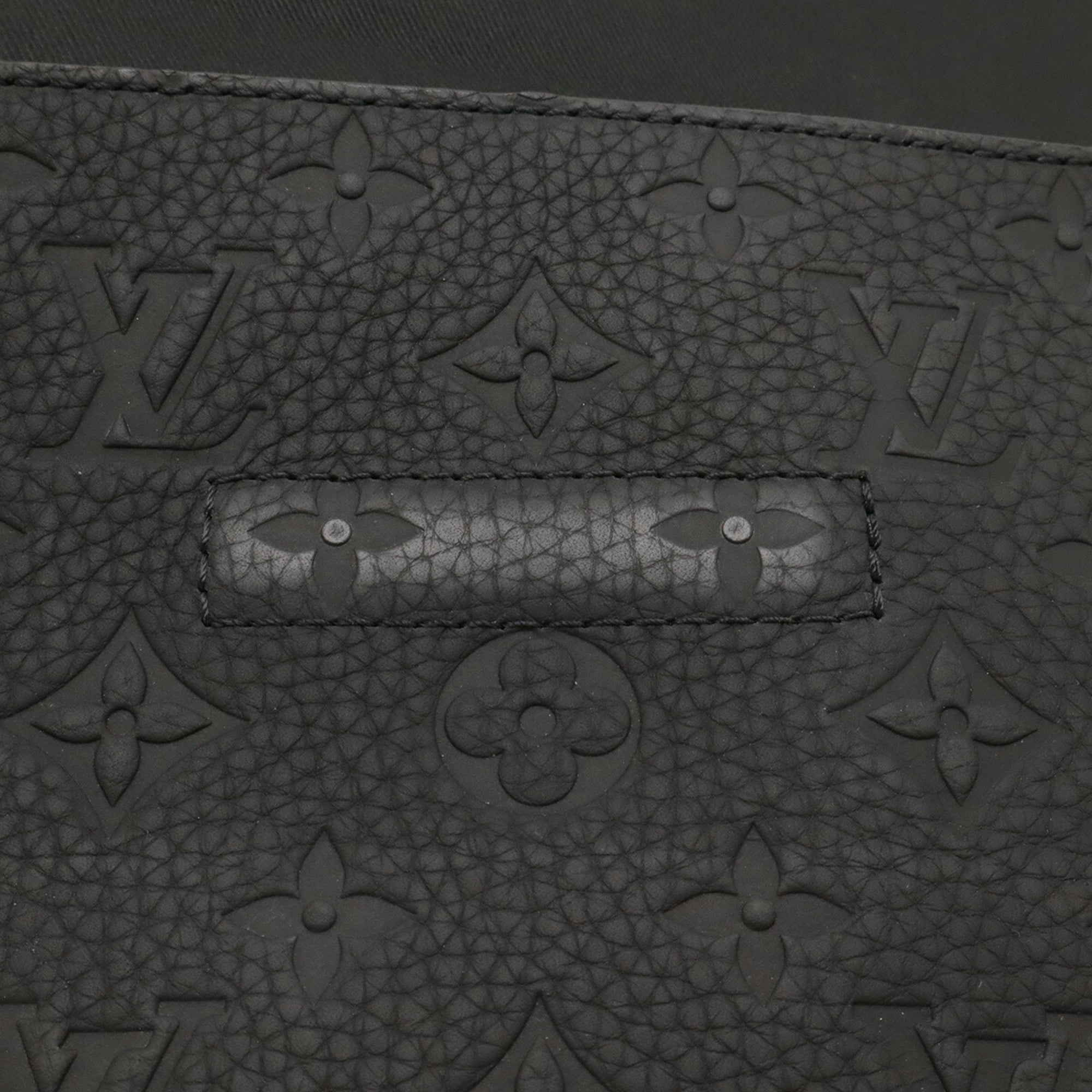 LOUIS VUITTON Monogram Taurillon Pochette Steamer Clutch Bag in Black, Noir, M80140