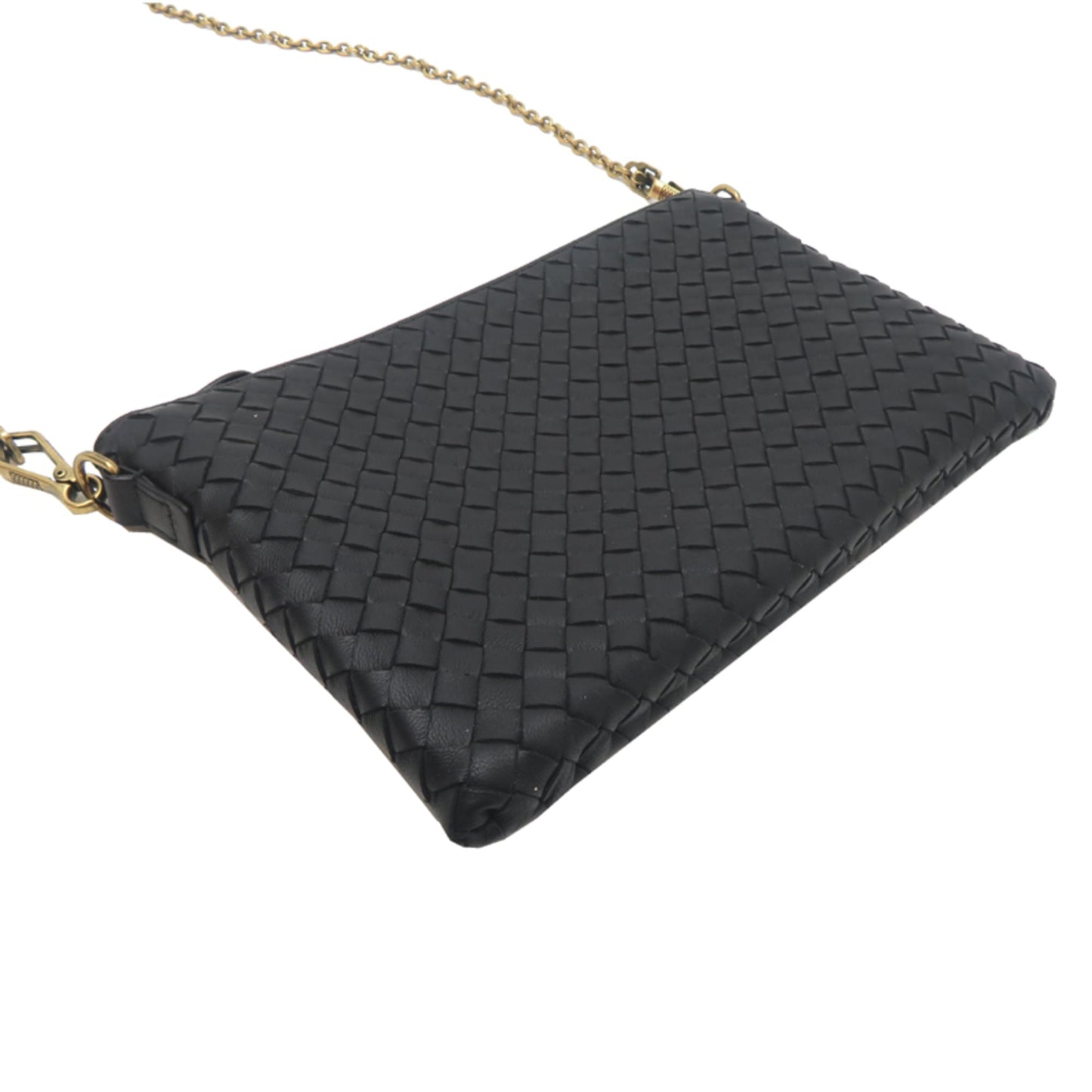 Bottega Veneta Intrecciato Chain Shoulder Bag, Women's Leather, Black