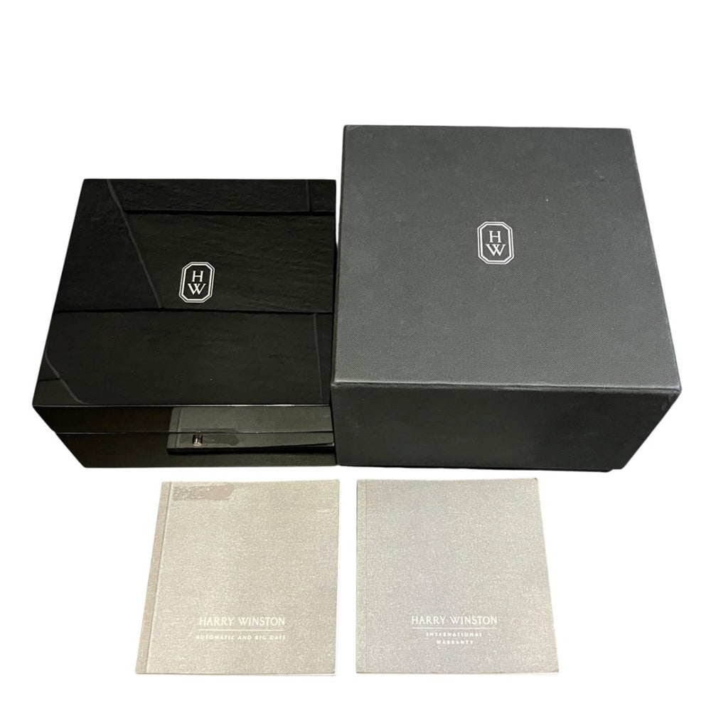 Harry Winston Midnight Date Watch, Total Weight 79.8g, 18K Gold, Genuine Leather Strap, Automatic Movement, Silver Dial, 450MA42RL.W1 051325 — Very Good