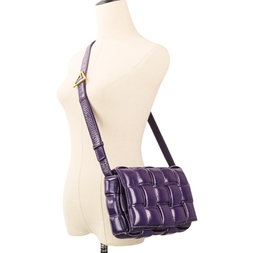Bottega Veneta Padded Cassette Intrecciato Shoulder Bag 591970 Purple Women's — Like New
