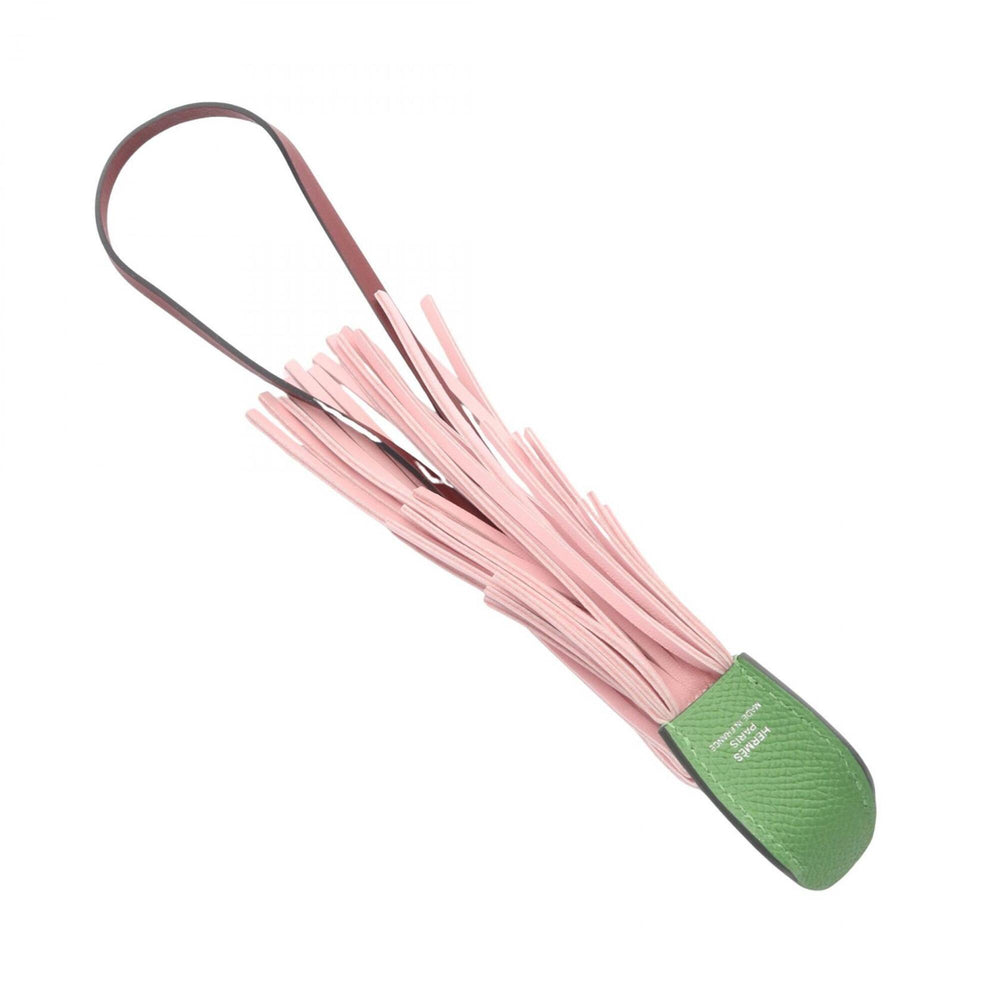 Hermes Poisson Rose Sakura Vert Yucca Rouge H Charm Accessory, Veau Epsom Agneau Milo, Leather, Women's, Pink, Green, Bordeaux — New - Store Return