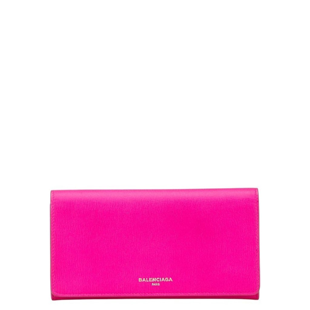 Balenciaga Logo Essential Long Wallet 490624 Pink Leather Women's BALENCIAGA