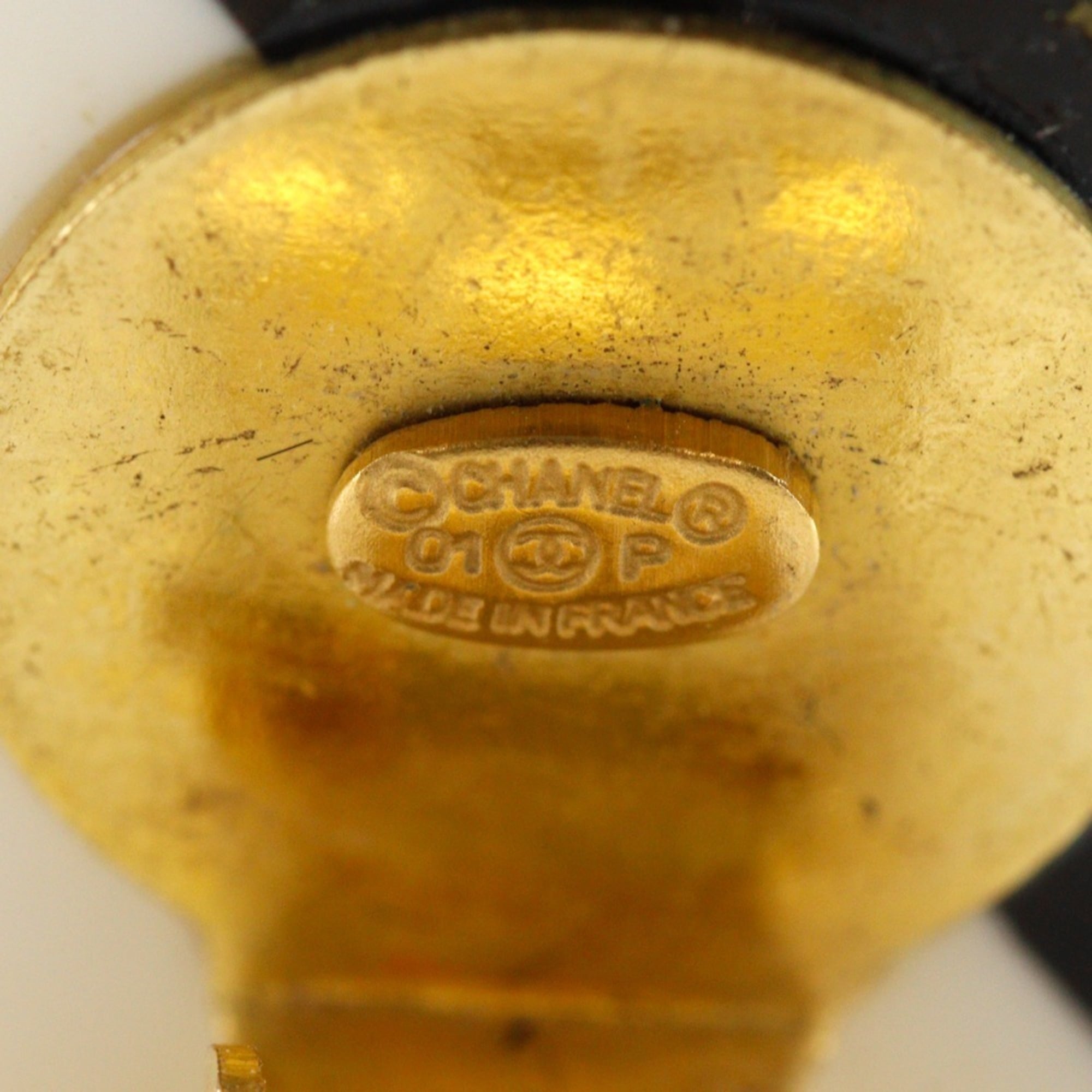 CHANEL COCO Mark Square Plastic Earrings, 2001, Black/White, 01P, Square, Approx. 5g, Women's